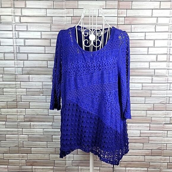 JM Collection crocheted blouse with tank Size L - Picture 1 of 14